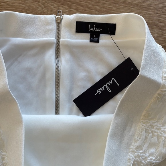 Lulus Cream Ruffled Mini Pencil Skirt for Cocktail - Picture 3 of 6